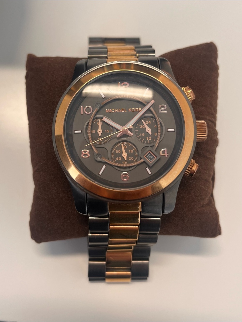 Michael Kors Men's Two-Tone charcoal and ROSE Gold Watch